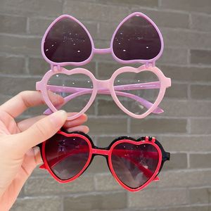儿童夏季防晒太阳镜女童双层镜片可翻盖个性墨镜宝宝可爱超萌眼镜