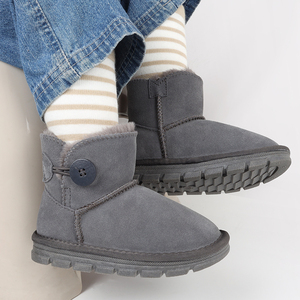 儿童雪地靴冬季加厚真牛皮保暖棉鞋男女童短筒靴子防滑宝宝棉鞋子