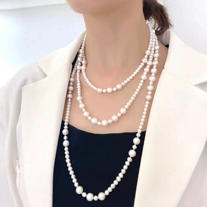 天然淡水珍珠项链毛衣链女长款设计感小众2024年新款时尚多层首饰