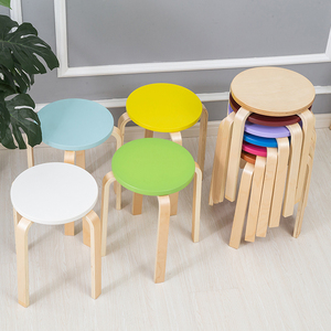 北欧风格圆凳可叠放餐凳实木彩色小圆凳实木凳圆板凳化妆凳包邮