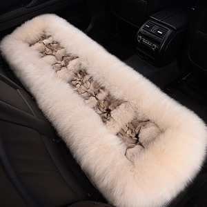 冬季羊毛狐狸毛汽车坐垫后排长条保暖车用防滑后座垫皮毛一体车垫