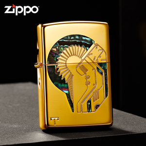打火机Zippo原装正品十二星座众神之力黄金版彩贝煤油男士收藏机