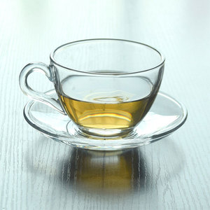 ins风玻璃咖啡杯碟套装欧式摩卡拿铁杯下午茶杯加厚带把手奶茶杯