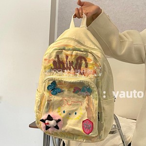 日本ZGP日系马卡龙彩色涂鸦帆布包可爱少女烫钻KT喵双肩包书包