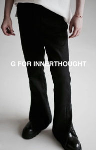 G FOR INNERTHOUGHT|意大利candiani弹力侧拉链黑色牛仔长裤男