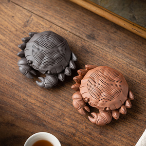 创意螃蟹一体过滤茶漏紫砂可养茶宠摆件茶滤茶道配件茶桌茶台装饰