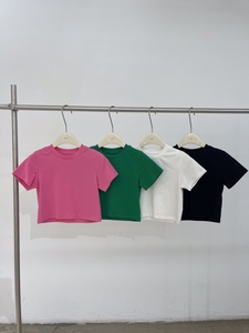 jxzx夏款玫粉色圆领小版紧身T恤超短款甜酷小T只有粉色