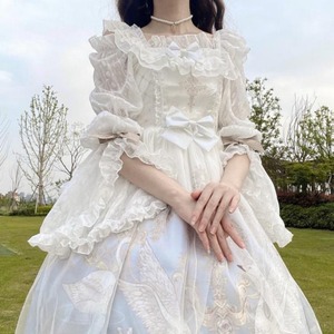洛丽塔lolita内搭白色雪纺衬衫女款夏季喇叭袖姬袖打底衫衬衣上衣