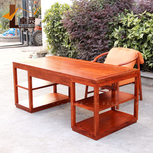 新中式书桌椅刺猬紫檀红木品质家具书房阅花梨木明月写字台办公桌