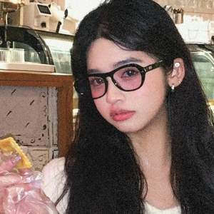 新款椭圆形辣妹粉色墨镜韩版时尚高级感美拉德气质太阳眼镜男女潮