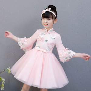 旗袍儿童中国风冬装新款女宝公主裙洋气加绒拜年服女童唐装连衣裙
