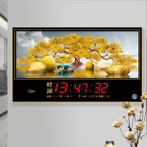 康巴丝万年历电子钟2024新款客厅大显数码静音日历钟挂墙家用钟表