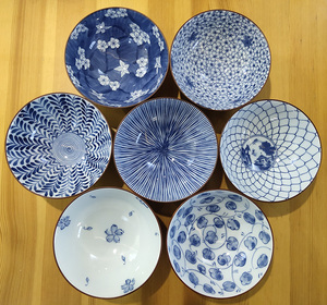 日本进口美浓烧釉下彩陶瓷米饭碗餐具创意家用古法蓝染良泉华火