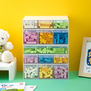 乐高整理架积木分类零件盒玩具摆放分件盒小微颗粒透明分格收纳柜