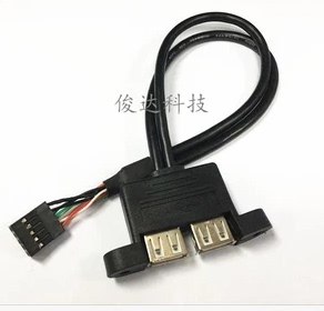 30厘米双口带螺丝孔 主板9pin转USB2.0转接线 2口 9针转USB2.0母