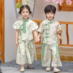 男童汉服夏季套装中国风夏装儿童古装唐装超仙日常女童国学演出服