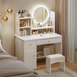 梳妆台卧室简约现代化妆桌新款网红化妆镜带柜子简易多功能小户型