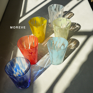 moreve外贸“原装出口”手工丹麦不规则耐高温彩色玻璃杯咖啡水杯