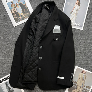 黑色小西装外套女2024春秋冬季新款小个子高级设计感小众加厚西服