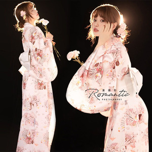 神明少女日式和风粉色祈愿兔浴衣女复古连衣裙改良传统正装和服装