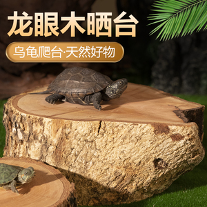 天然龙眼木乌龟晒背台爬宠水陆缸沉木造景摆件养龟用品免煮龙眼叶