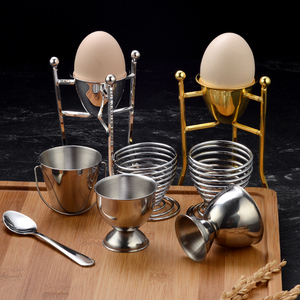 铁板烧专用鸡蛋架金色三脚蛋架不锈钢弹簧蛋托银色蒸蛋架蛋桶蛋杯