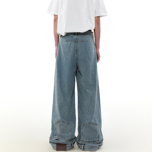 MRNEARLY【白冰同款】设计感倒装牛仔裤男直筒高级感裤子美式长裤