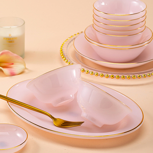 子睿轻奢玉瓷碗碟组合家用陶瓷碗欧式简约餐具碗盘碗筷盘子咖啡杯