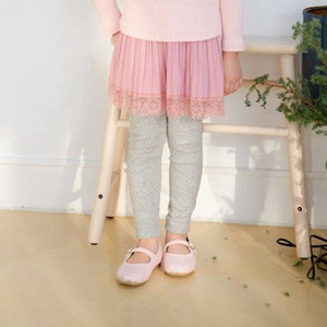 现货馨逸童话屋韩国进口COCORIBBON春秋女童蕾丝假两件打底裙裤