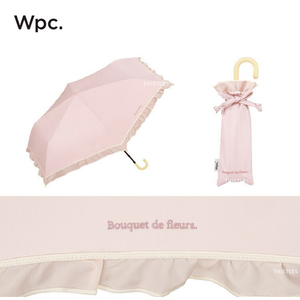 日本WPC伞遮阳晴雨两用防紫外线太阳粉色三折叠超轻法式黑胶花边