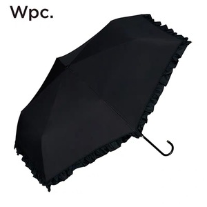 日本进口WPC遮阳伞黑胶彩胶超轻迷你晴雨防晒花瓣荷叶弯柄三折伞