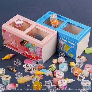 好看迷你超市雪糕柜甜筒果冻小冰柜娃娃屋食玩模型过家家儿童玩具