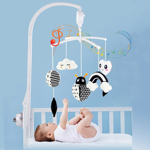 北欧婴儿床铃布艺音乐旋转床头玩具挂件婴幼儿新生宝宝床支架摇铃