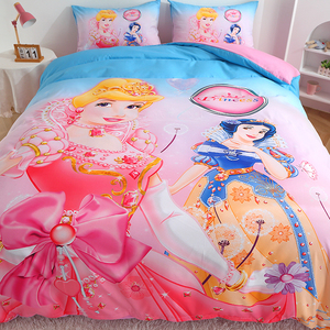 白雪公主四件套全棉被套床单纯棉儿童卡通女孩可爱床笠款床上用品