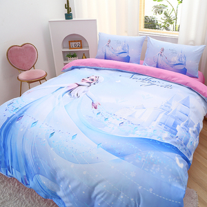 蓝色冰雪奇缘爱莎卡通被套单件儿童女孩学生床上用品纯棉双人被罩