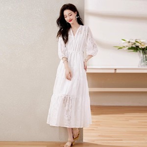 香港海边度假白色连衣裙超仙2024春夏新款气质蕾丝吊带套装仙女裙