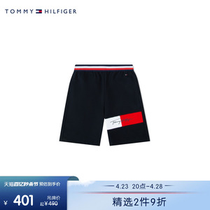 Tommy 童装男时尚红白蓝拼色腰边签字体印花休闲短裤TH2222087