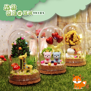 水晶球微景观玻璃手工diy森林生态瓶发光礼物 儿童幼儿园亲子材料