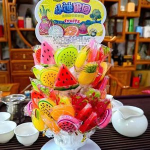 水果造型果汁口味棒棒糖装饰糖果15g60支架棒棒糖水果果汁硬糖