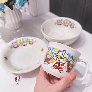日本制本土金正奥特曼儿童宝宝陶瓷汤碗面饭碗勺子盘子喝水杯子