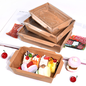 牛皮纸餐盒一次性甜品便当盒水果春游野餐打包盒蛋糕点心食物盒子