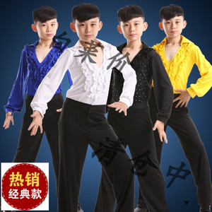 新品男童拉丁舞练功服比赛服儿童比赛考级舞蹈服男孩舞台表演服装