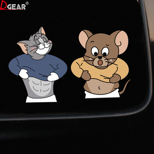 猫和老鼠秀腹肌搞笑车贴恶搞汽车个性创意划痕遮挡电动电瓶车贴纸