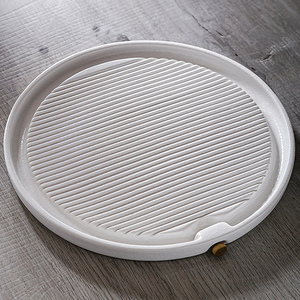 陶瓷茶盘家用功夫茶具干湿两用排水干泡台圆形长方小型沥水盘托盘