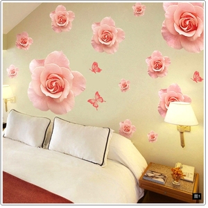 卧室屋顶遮丑贴纸墙贴画卫生间小图案床头玫瑰花自粘装饰贴花墙纸