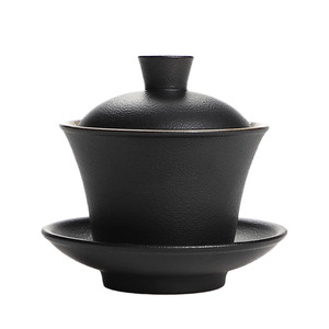 黑陶大号盖碗茶杯单个陶瓷复古泡茶碗防烫手沏家用功夫三才茶具