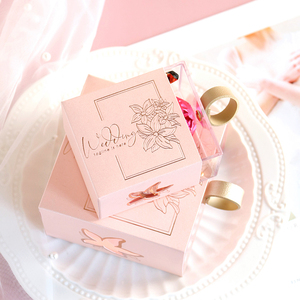 花半里欧式亚克力抽屉式喜糖盒粉色红色糖果盒2023新款婚宴礼盒
