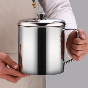304不锈钢水杯家用大容量茶杯带盖茶缸口杯办公室喝水带手柄杯子