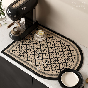 复古咖啡机垫厨房台面沥水垫洗手台垫子硅藻泥吸水垫吧台垫隔水垫