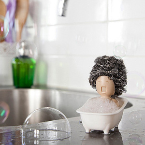 趣味厨房钢丝球洗碗海绵沥水置物架创意贵妇沐浴百洁布女王收纳盒
